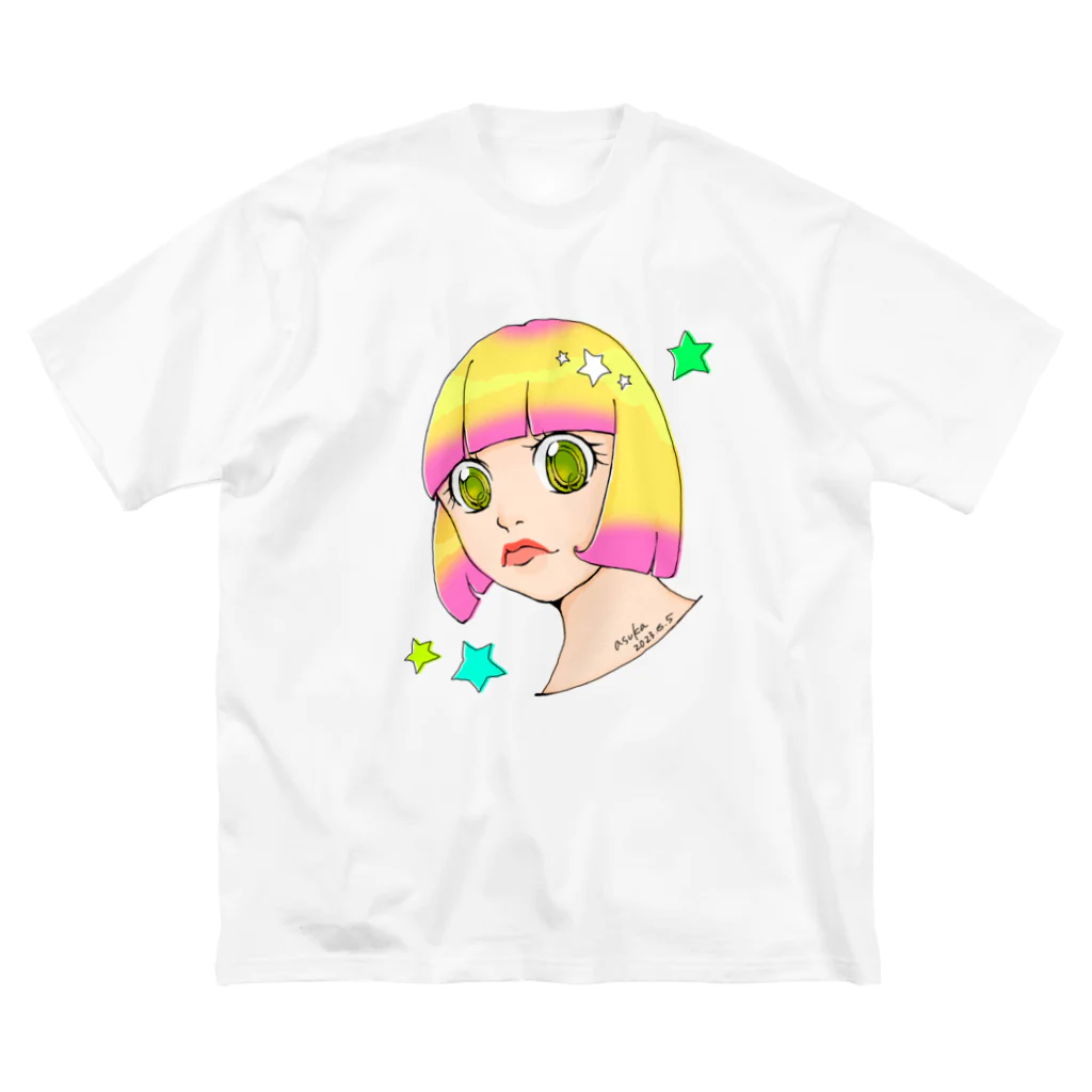 303companyのデジタルイラスト女の子 ビッグシルエットTシャツ