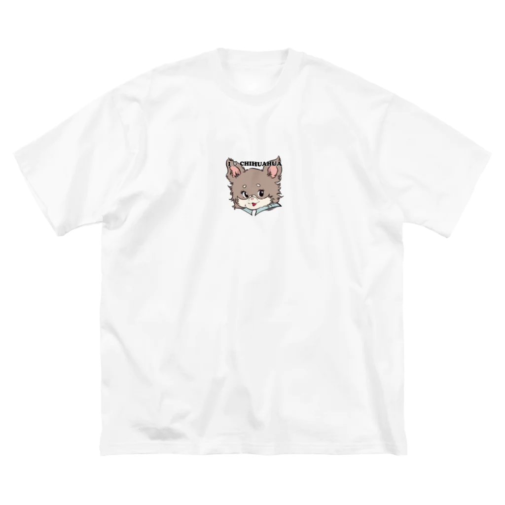 チャリティーグッズ-犬専門デザインのチワワ-チョコタン「I♡CHIHUAHUA」 Big T-Shirt