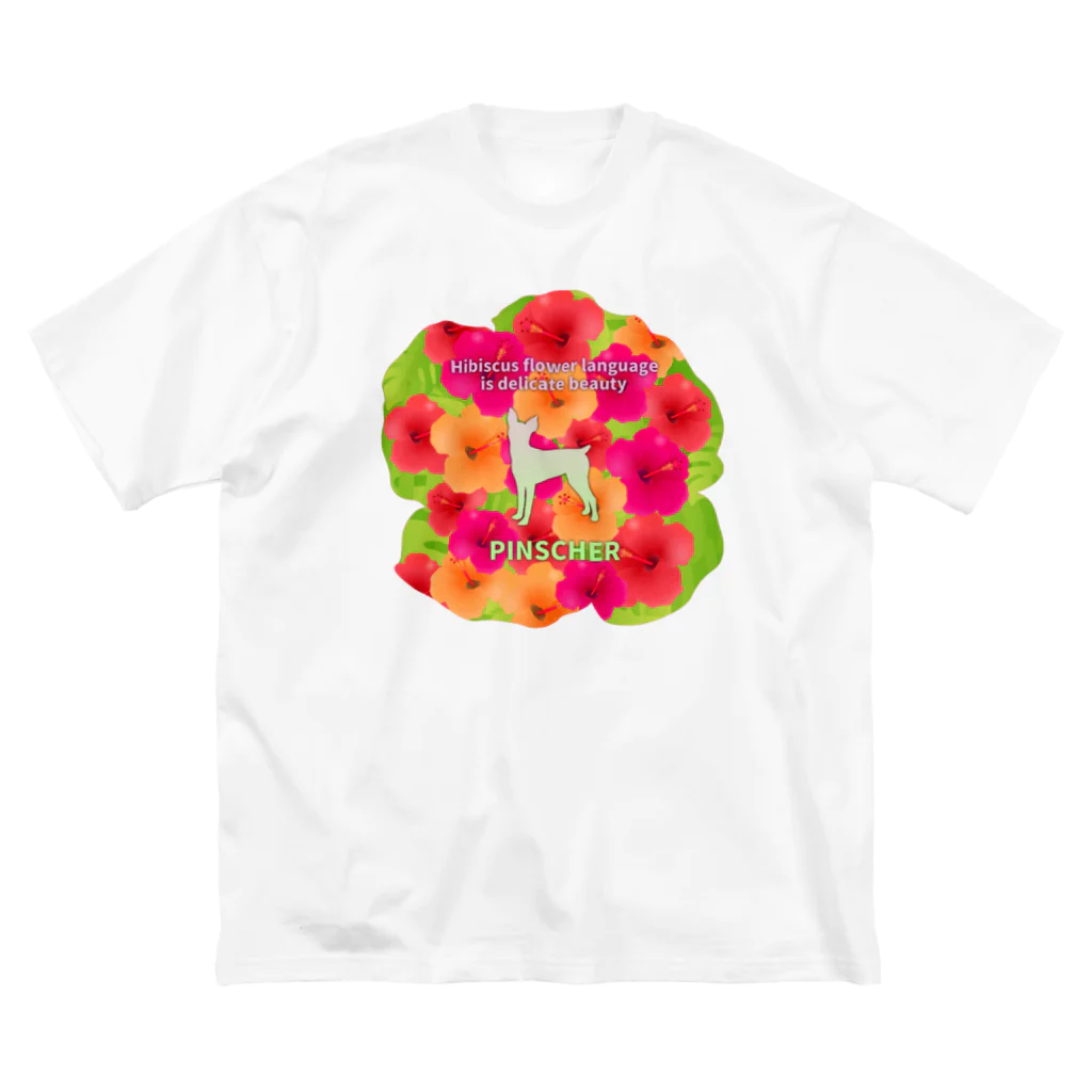 onehappinessのピンシャー　hibiscus　花言葉　onehappiness ビッグシルエットTシャツ