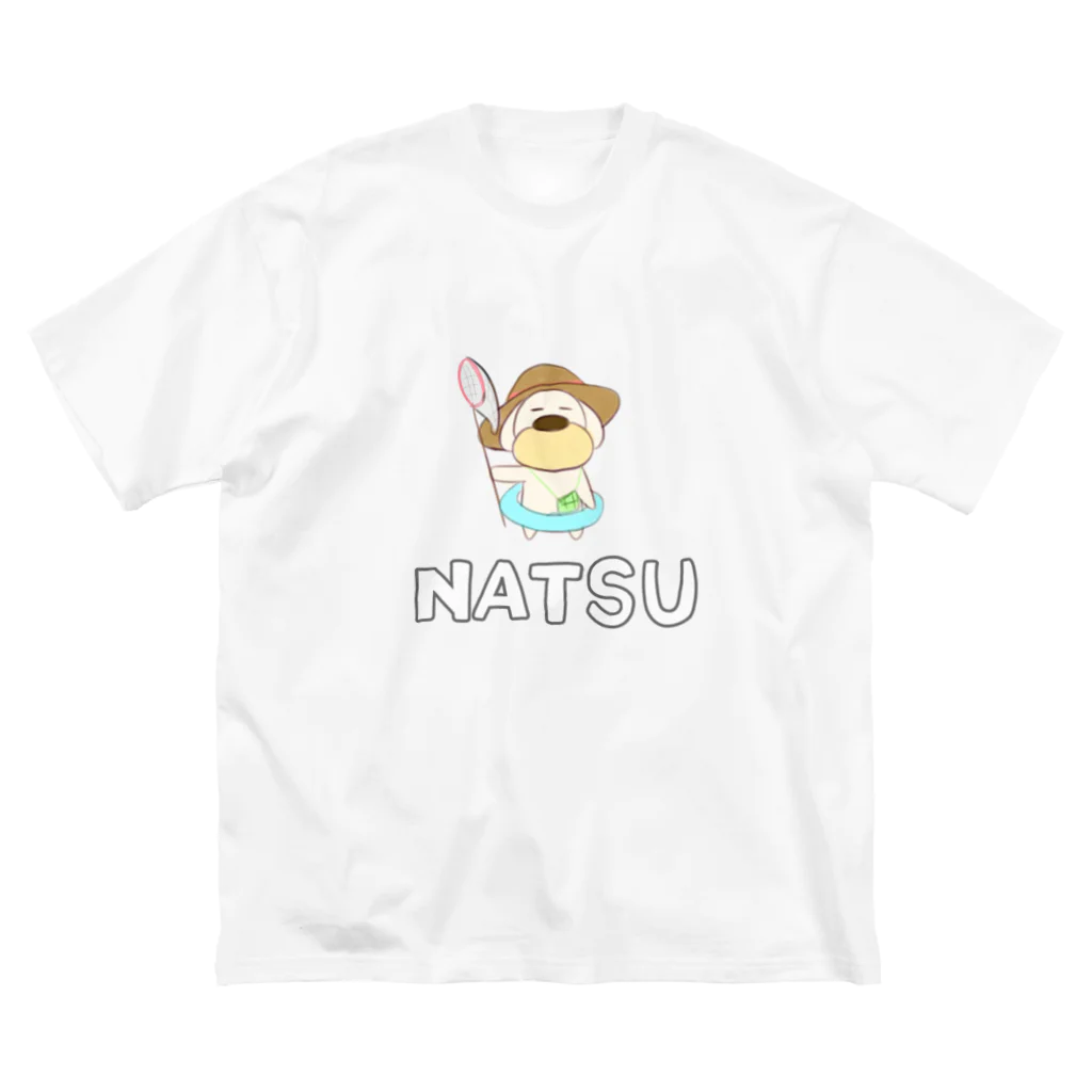 おもちまるの夏のゆるい犬 ビッグシルエットTシャツ