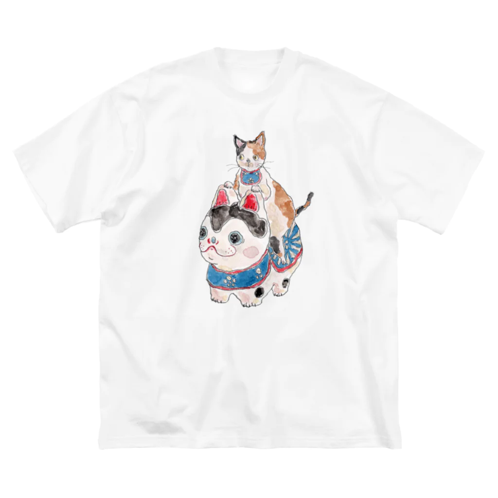 トコロコムギの爆走！犬張子にゃんこ ビッグシルエットTシャツ