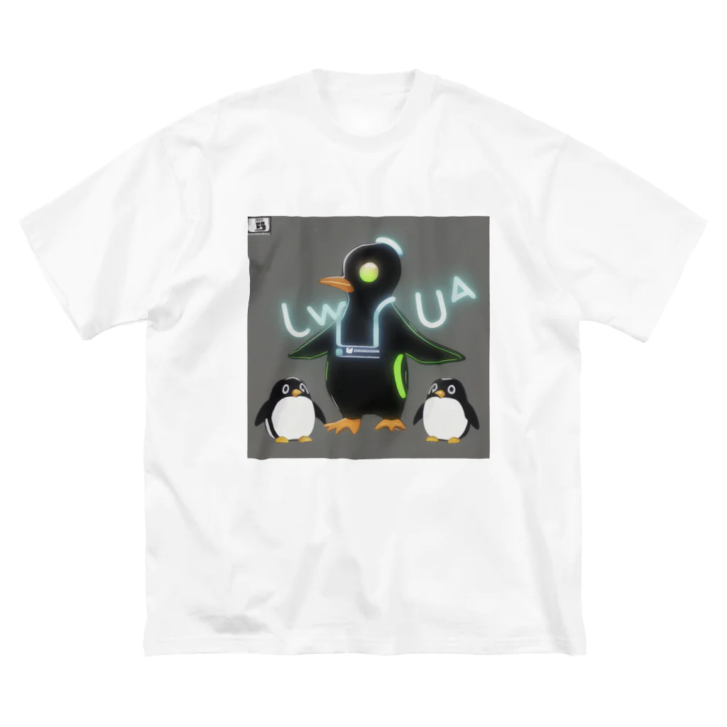 ペンギンとネオンとサイバーのサイバーペンギンシリーズ３ ビッグシルエットTシャツ