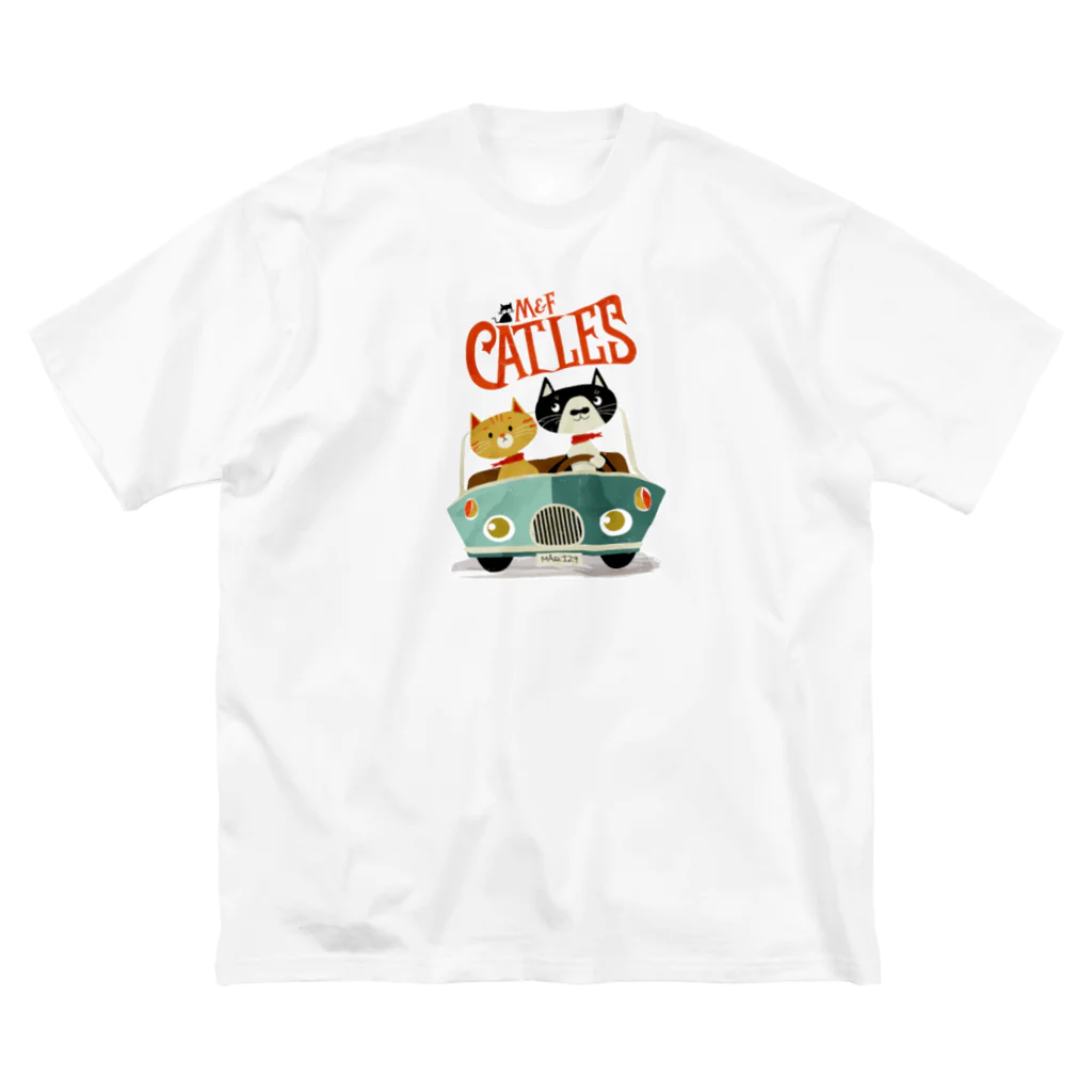 CATLESのCATLES CAR DRIVE ハチワレ猫とキジトラ猫のドライブ Big T-Shirt