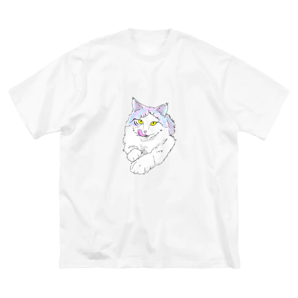 GraLeoの凛々しキャット　 ビッグシルエットTシャツ