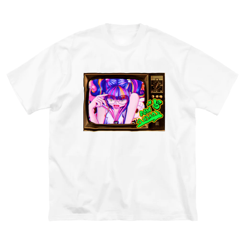 モダンラヂオの【昭和ヤンキー少女】レトロTV Ver. ビッグシルエットTシャツ