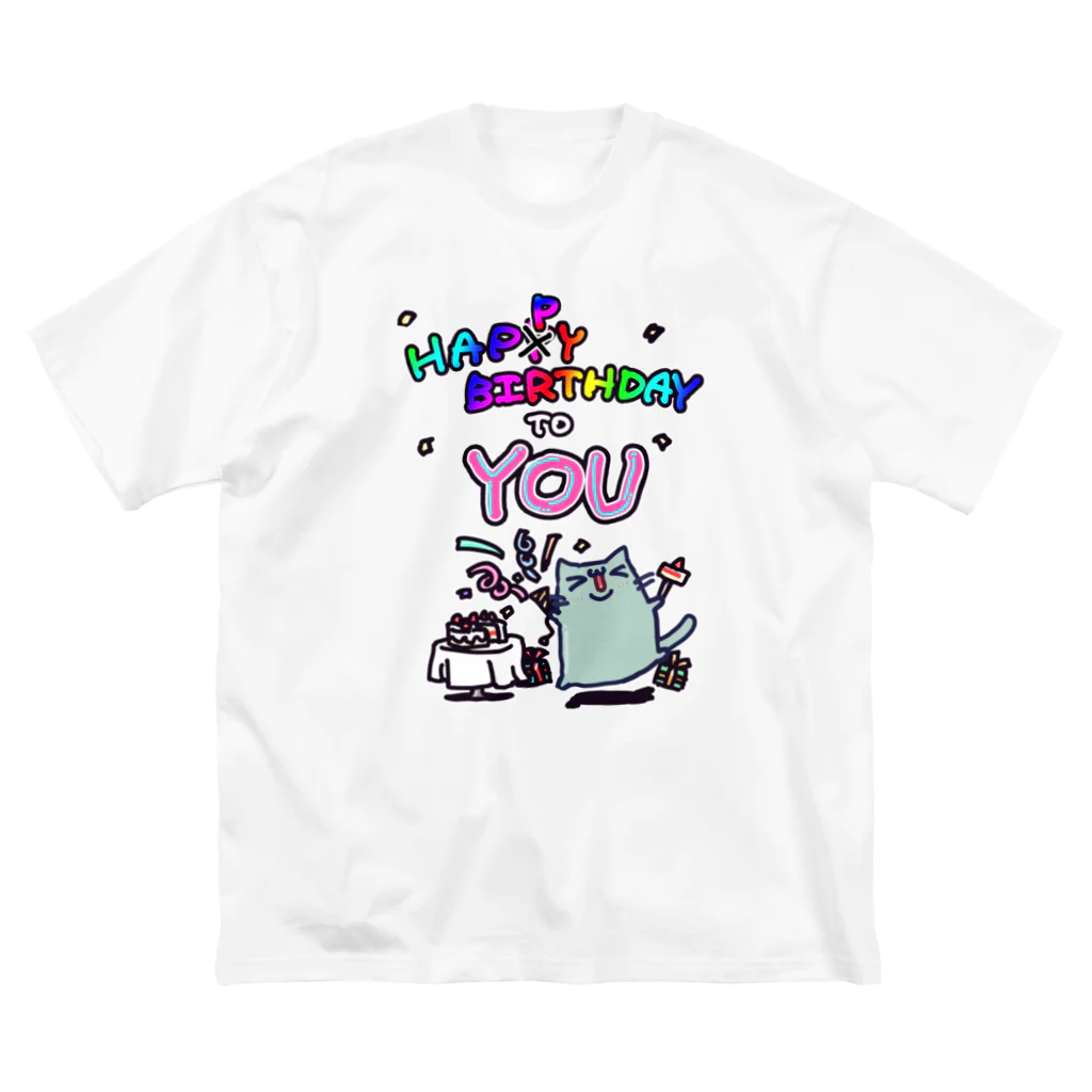 🥦小宮はむし🥦のはむしねこ　ハッピーバースデー Big T-Shirt