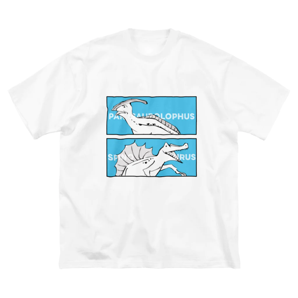 彩葉-IROHA-の戯画ザウルス(パラサウロロフス・スピノサウルス) ビッグシルエットTシャツ