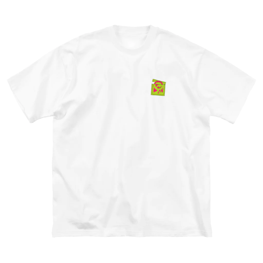 遺伝子組み換え品店のこんど〜むTシャツ｜pink × yellow green ビッグシルエットTシャツ