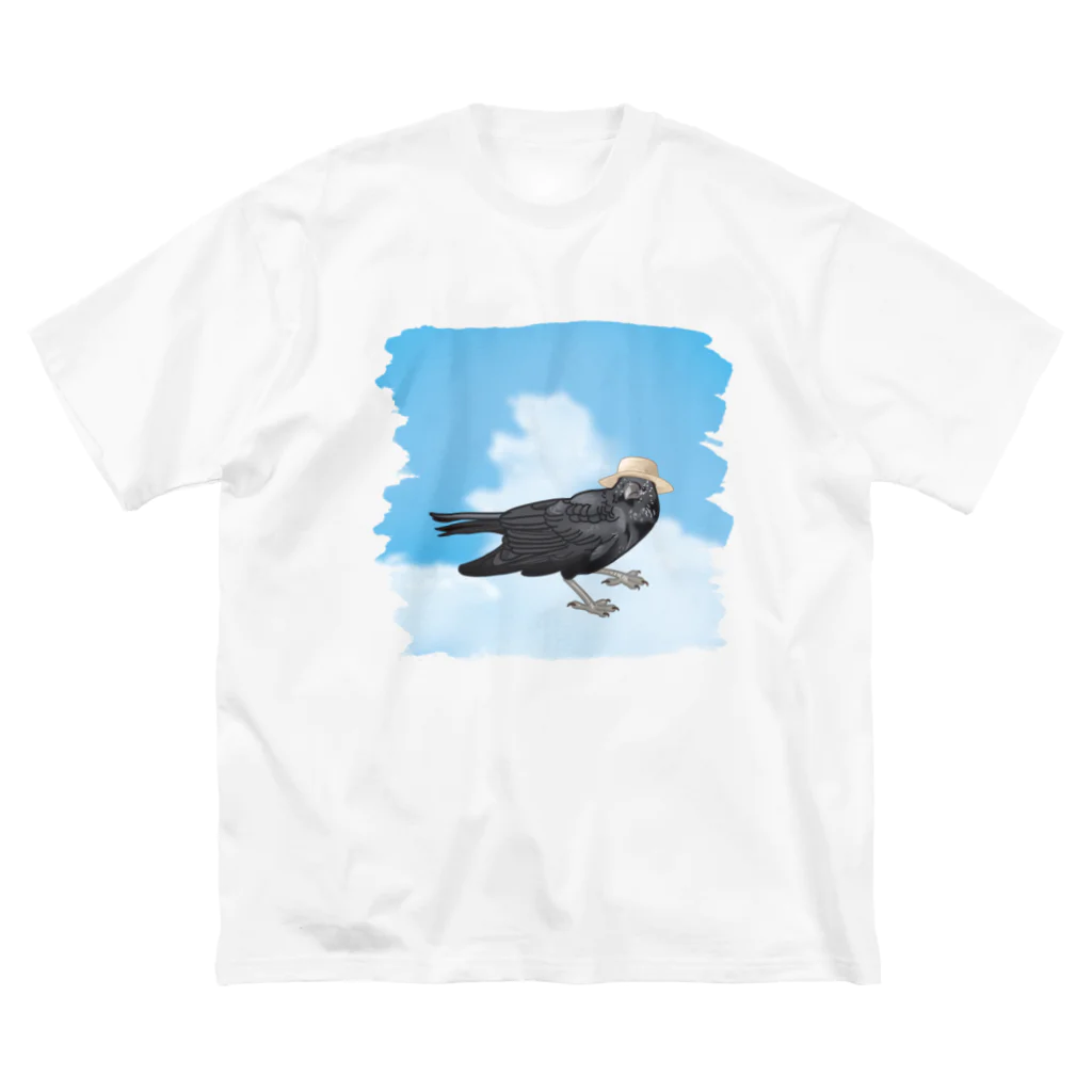 やちよ｜リアル鳥イラストのハシボソガラスさん_2023summer Big T-Shirt