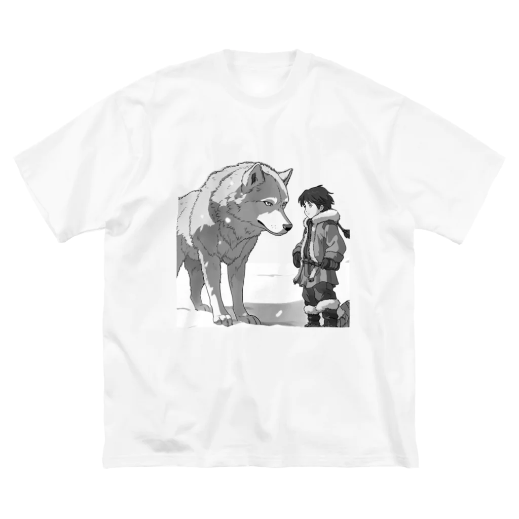 桜音ことこ企画の雪原の少年とオオカミ ビッグシルエットTシャツ