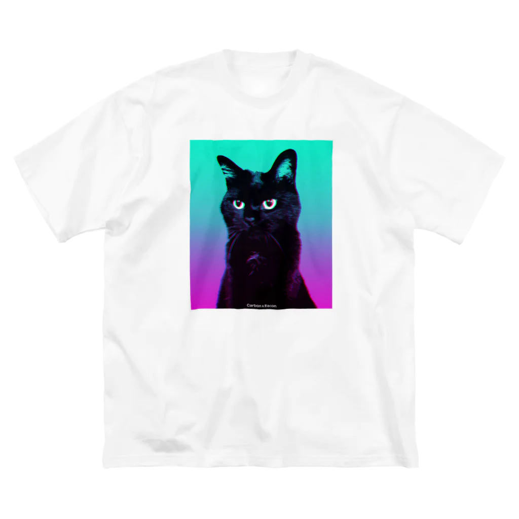 Carbon ＆ Baconのセンチメンタルな日の黒ねこT ビッグシルエットTシャツ