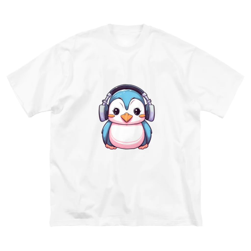 Vasetti_pressのヘッドホンを付けているペンギン ビッグシルエットTシャツ