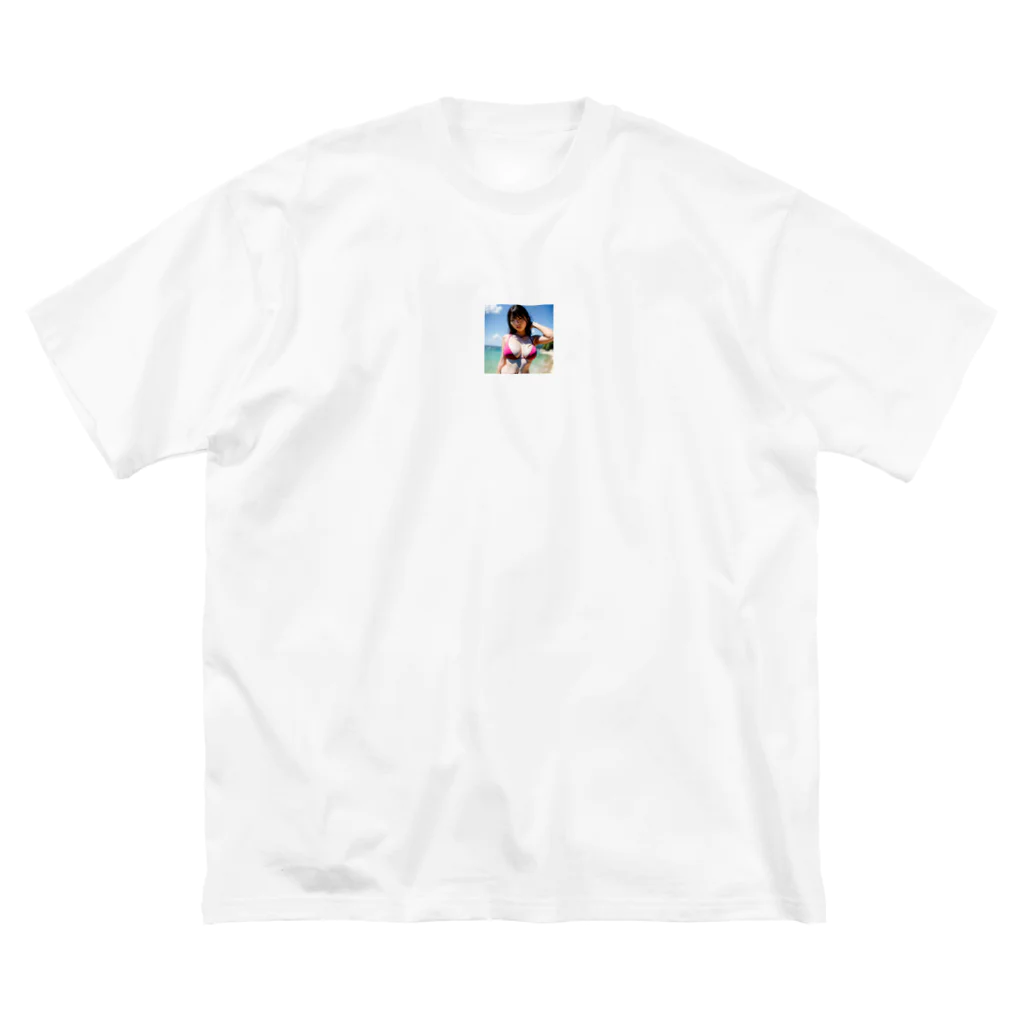 Oppaiの夏のビーチのハイビスカスちゃん ビッグシルエットTシャツ