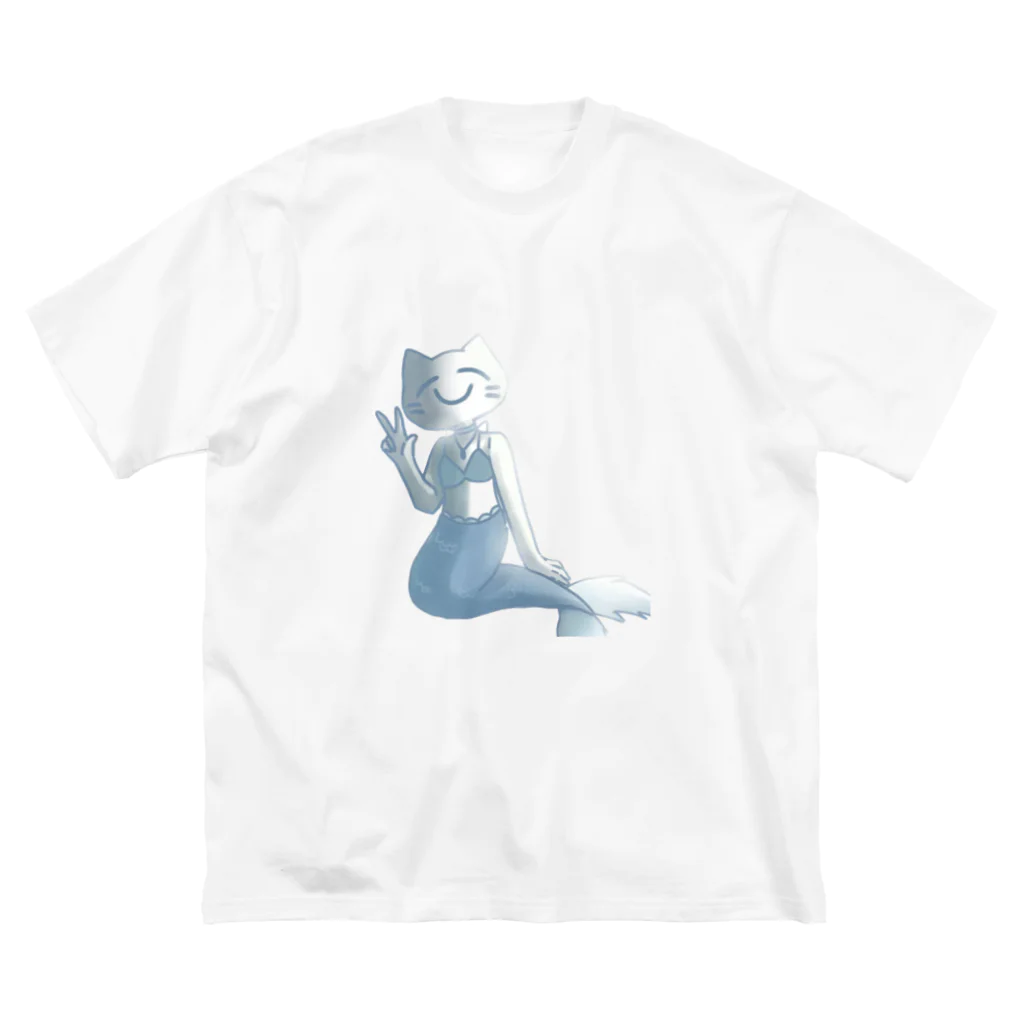 kuroneko🐈‍⬛の人魚ネコ ビッグシルエットTシャツ