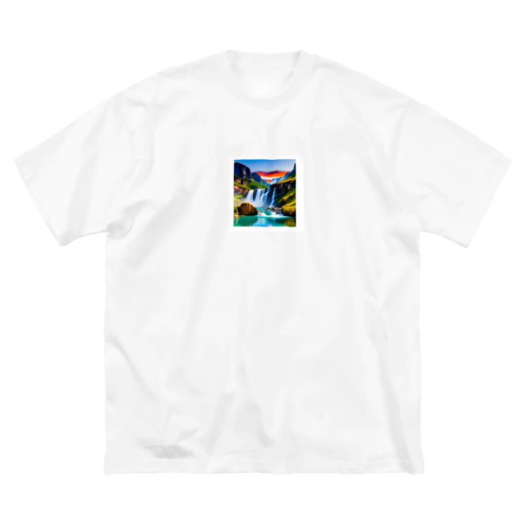 rokuryuuの夜明けの滝と山々の美しい自然風景 Big T-Shirt