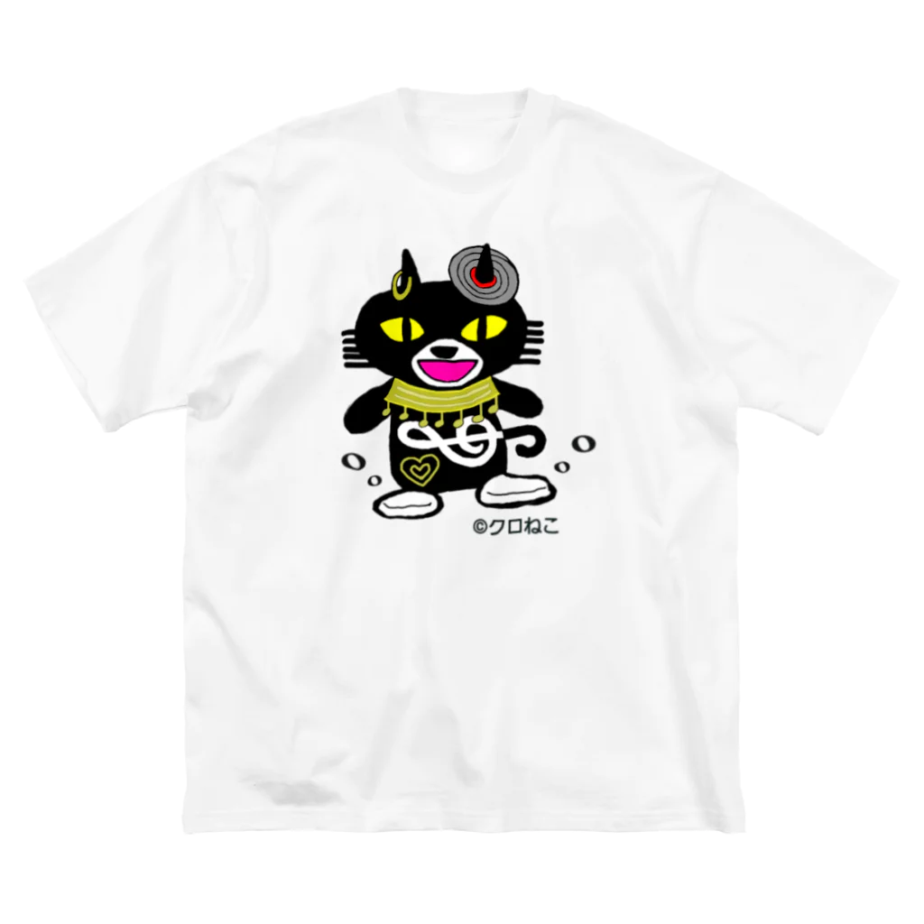 クロねこアワにゃん🐱のバステト豊穣 ビッグシルエットTシャツ