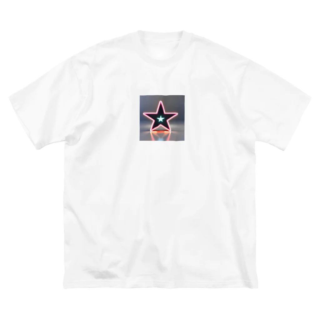 ネオンスターショップのネオンカラーの宇宙に浮かぶ星 Big T-Shirt