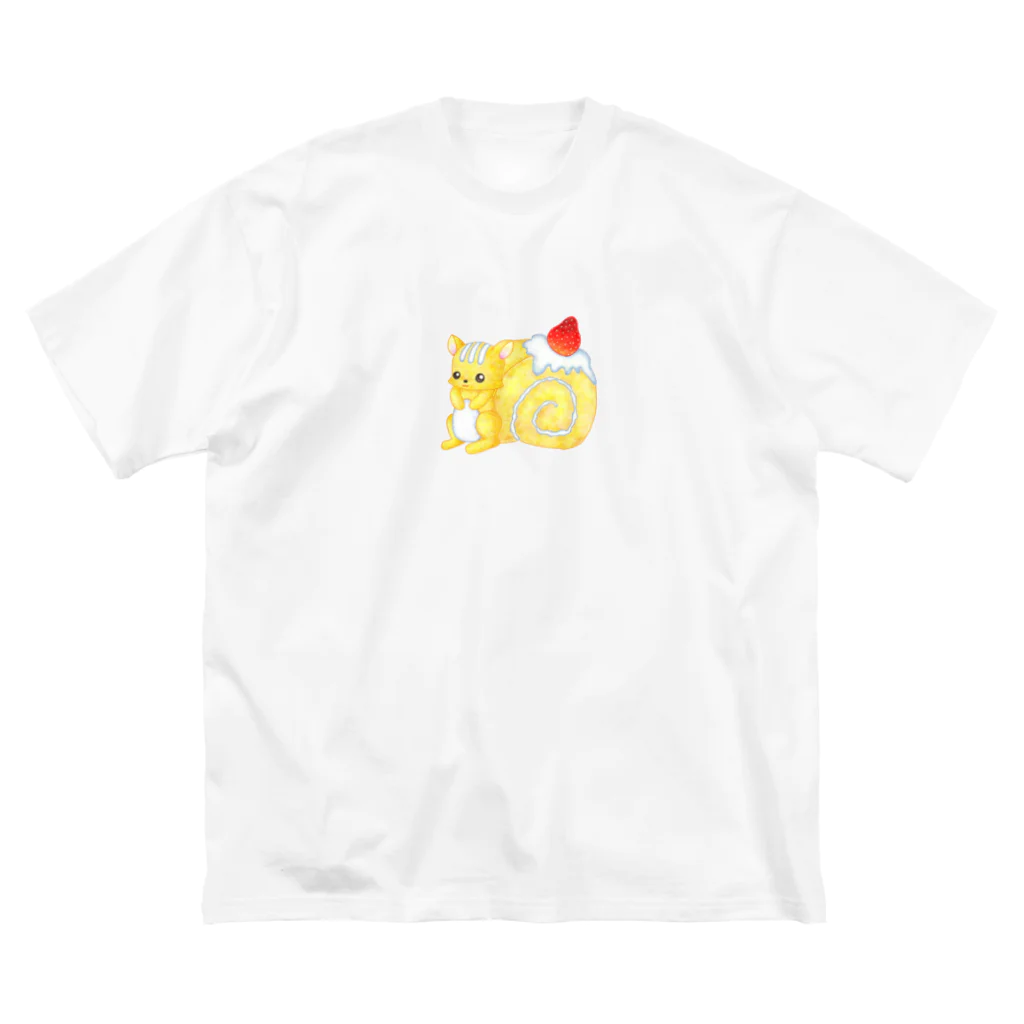 satoayaのアニマルカフェのフードアニマル　ロールケーキリス ビッグシルエットTシャツ