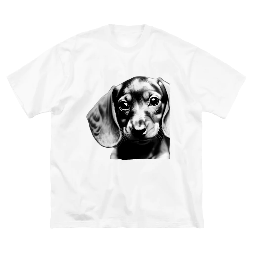 tanajun-junのかわいい子犬のミニチュアダックスフント ビッグシルエットTシャツ