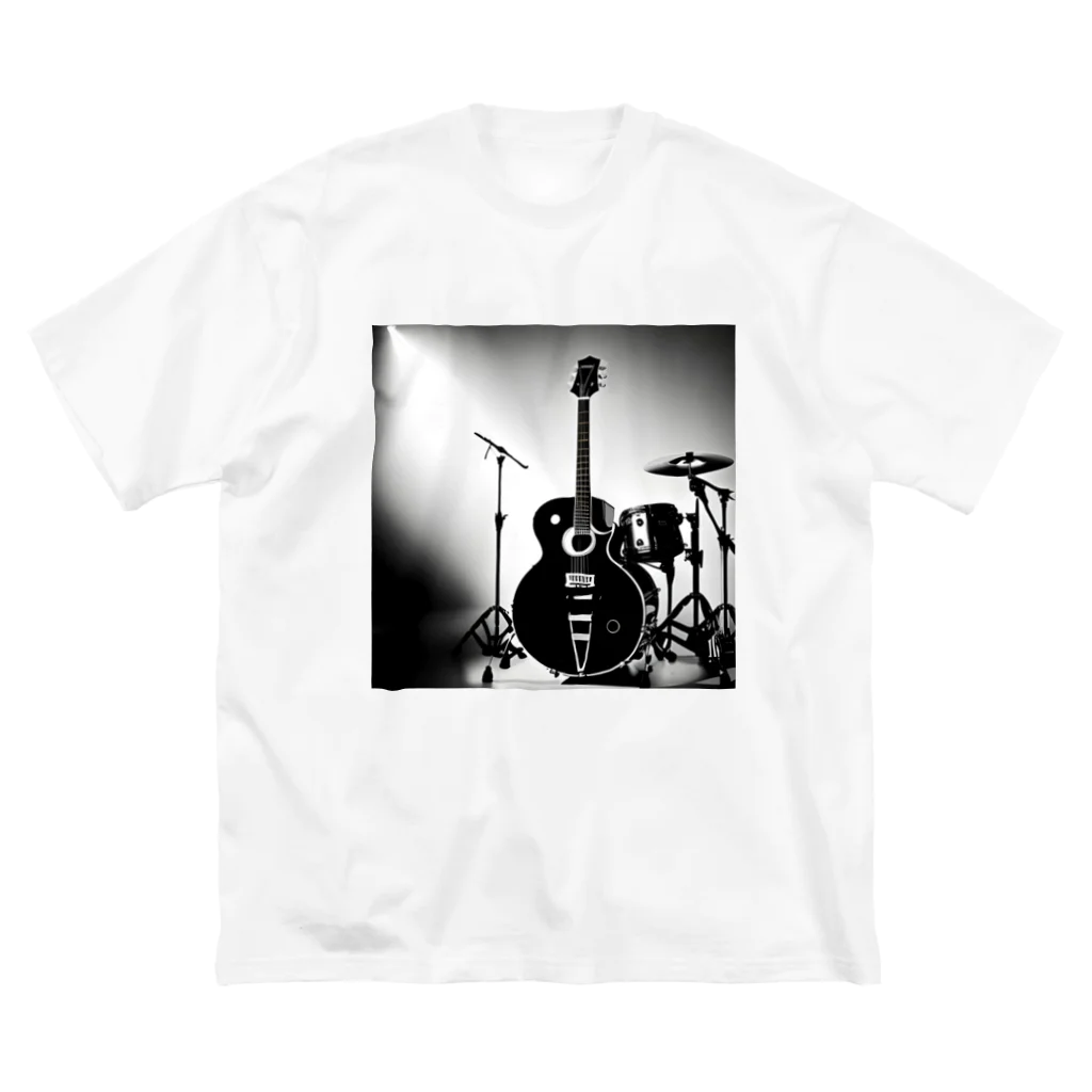 animaltennensuiの音楽の心・白黒で描かれた情熱の瞬間 ビッグシルエットTシャツ