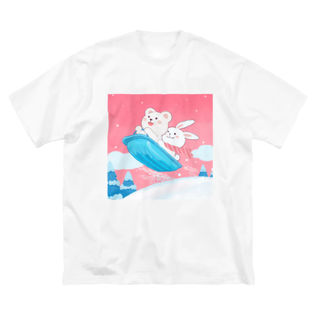 アプリコワークスのくまちゃん・お気に入りのジャンプ場 ビッグシルエットTシャツ