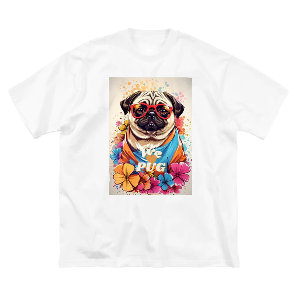 LEONのWe♥PUG　色彩（パグ大好き！） ビッグシルエットTシャツ