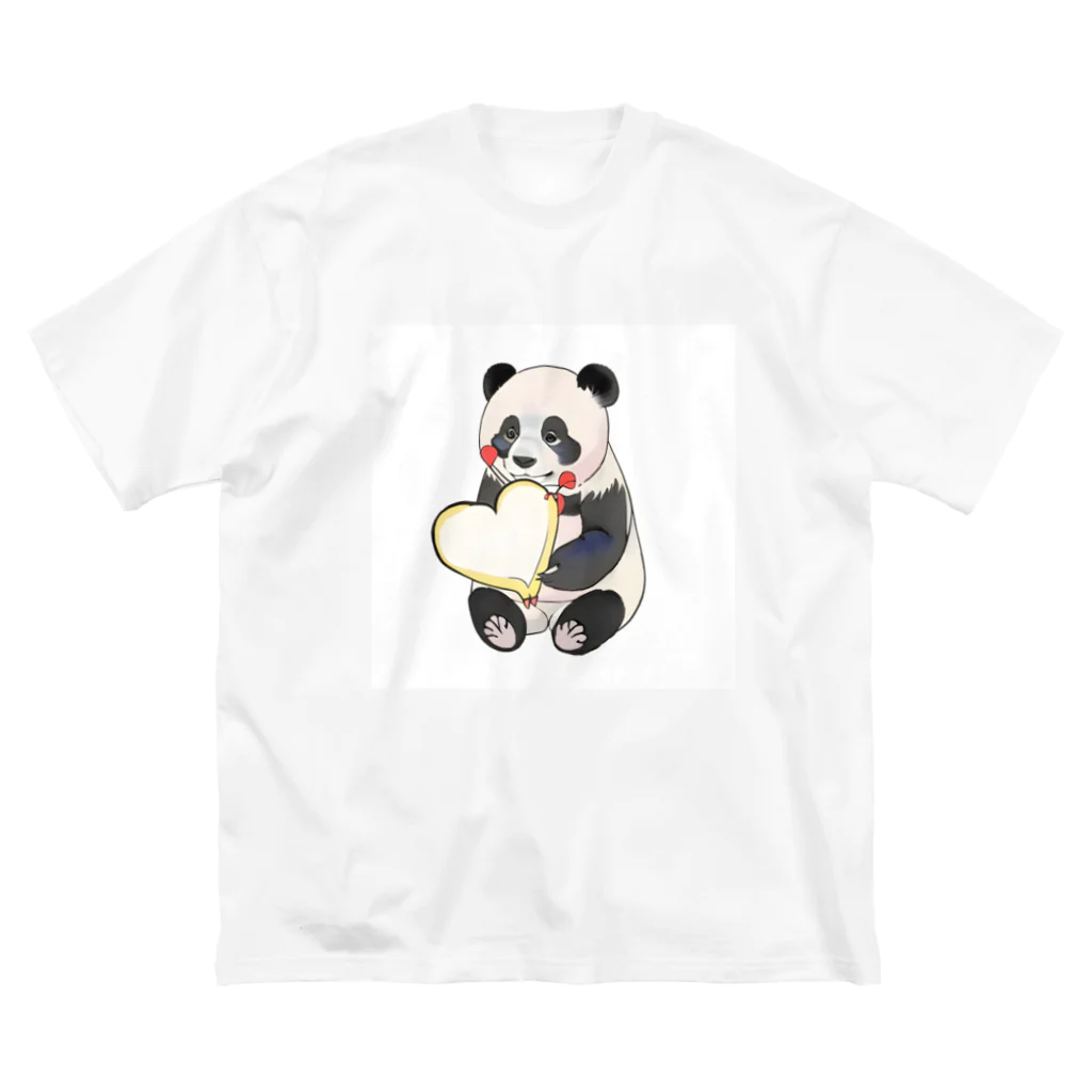 愛を届けるパンダの愛を送るパンダ ビッグシルエットTシャツ