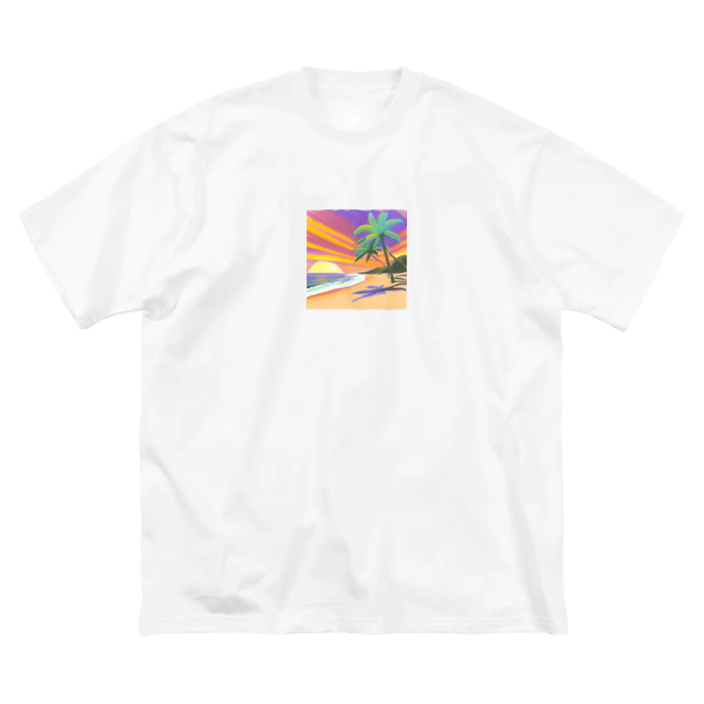 MOMOTAKAショップの浜辺のサンセット ビッグシルエットTシャツ