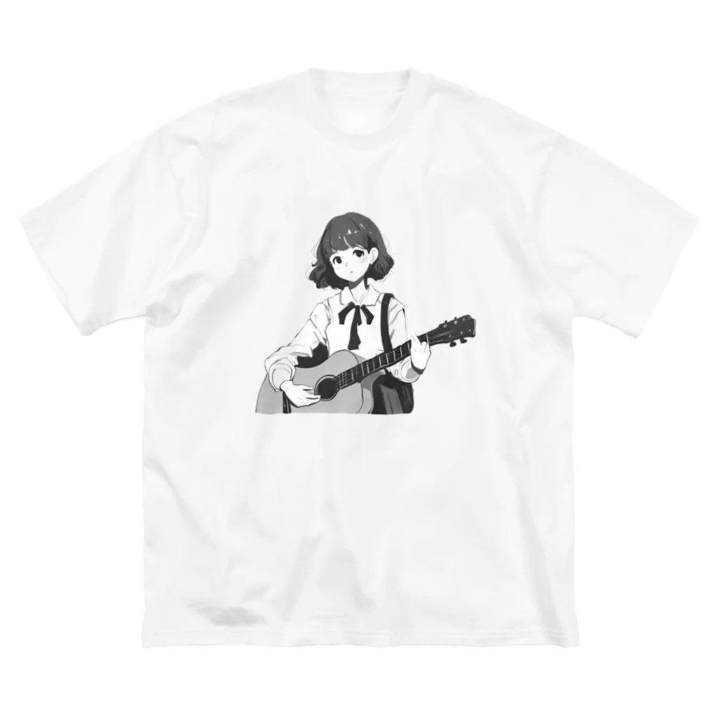 らいくん♢おしゃれ好き♢のギターを弾く女の子 ビッグシルエットTシャツ