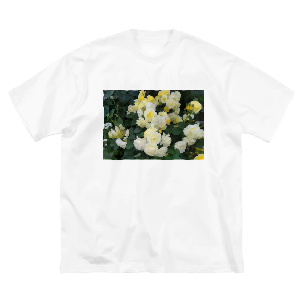 bitpiyoの黄色い薔薇の花 ビッグシルエットTシャツ