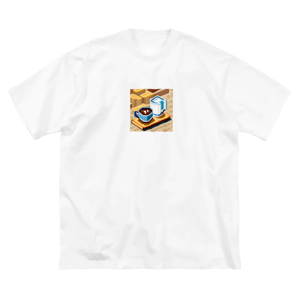 cunissaのドット絵コーヒーと電気ポット ビッグシルエットTシャツ