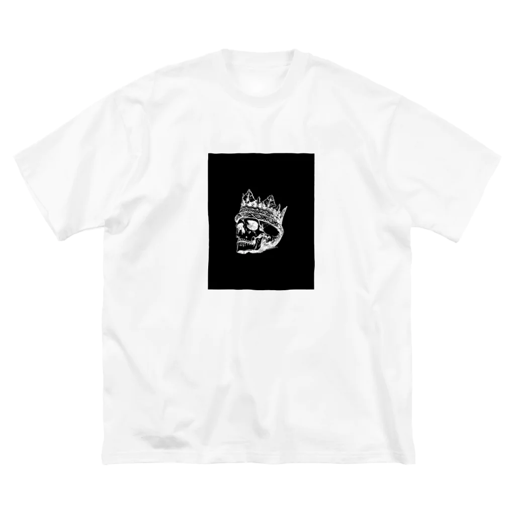 COOL&SIMPLEのBlack White Illustrated Skull King  ビッグシルエットTシャツ