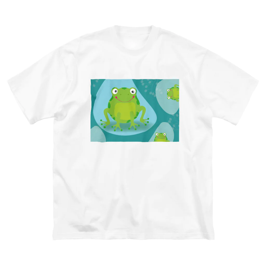 mumusのかえるのイラストグッズ ビッグシルエットTシャツ