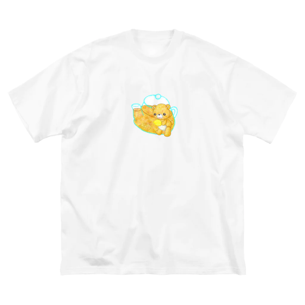 satoayaのアニマルカフェのドリンクマ　レモンティー ビッグシルエットTシャツ