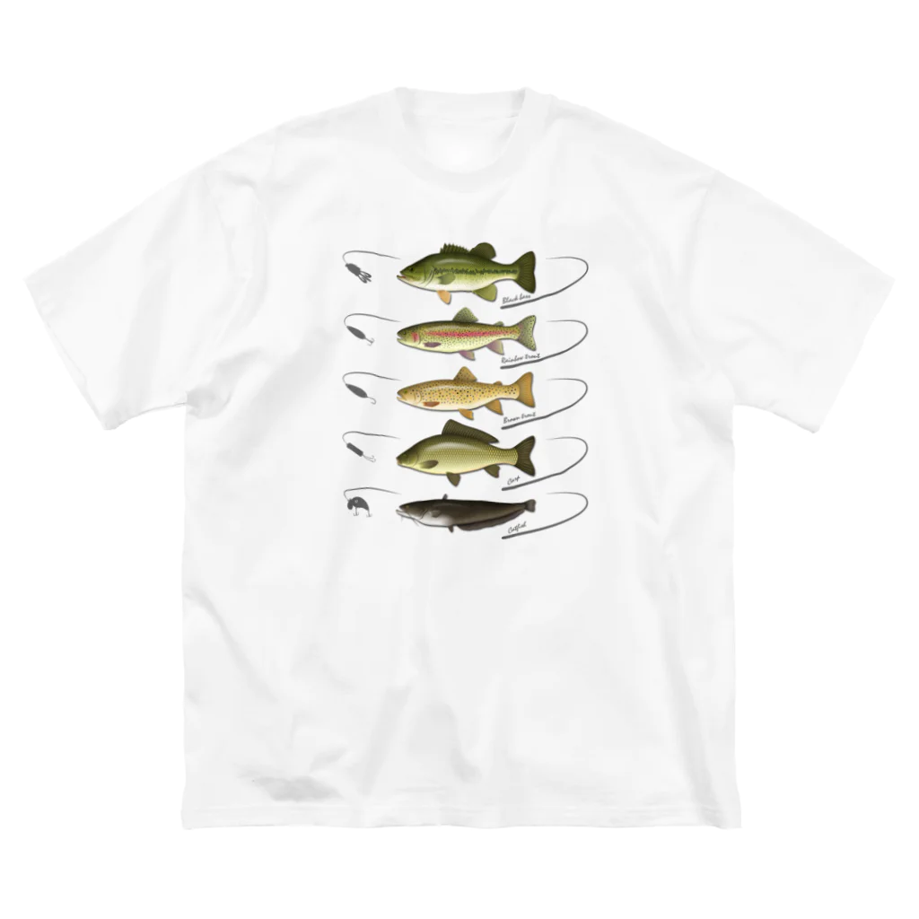 猫と釣り人のFreshwater fish_2bl ビッグシルエットTシャツ