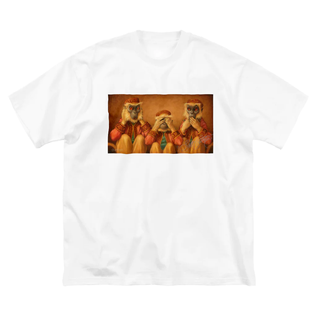 Mottan‘s Art Goods Shopの見ざる・聞かざる・言わざる　See no evil, hear no evil, speak no evil ビッグシルエットTシャツ