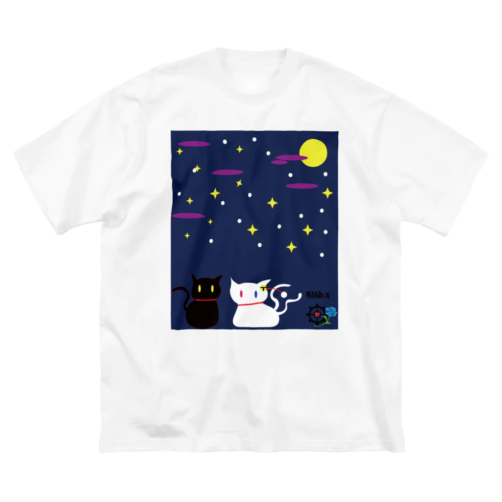 Amasyuiroのmagboxシリーズ　猫月夜 Big T-Shirt