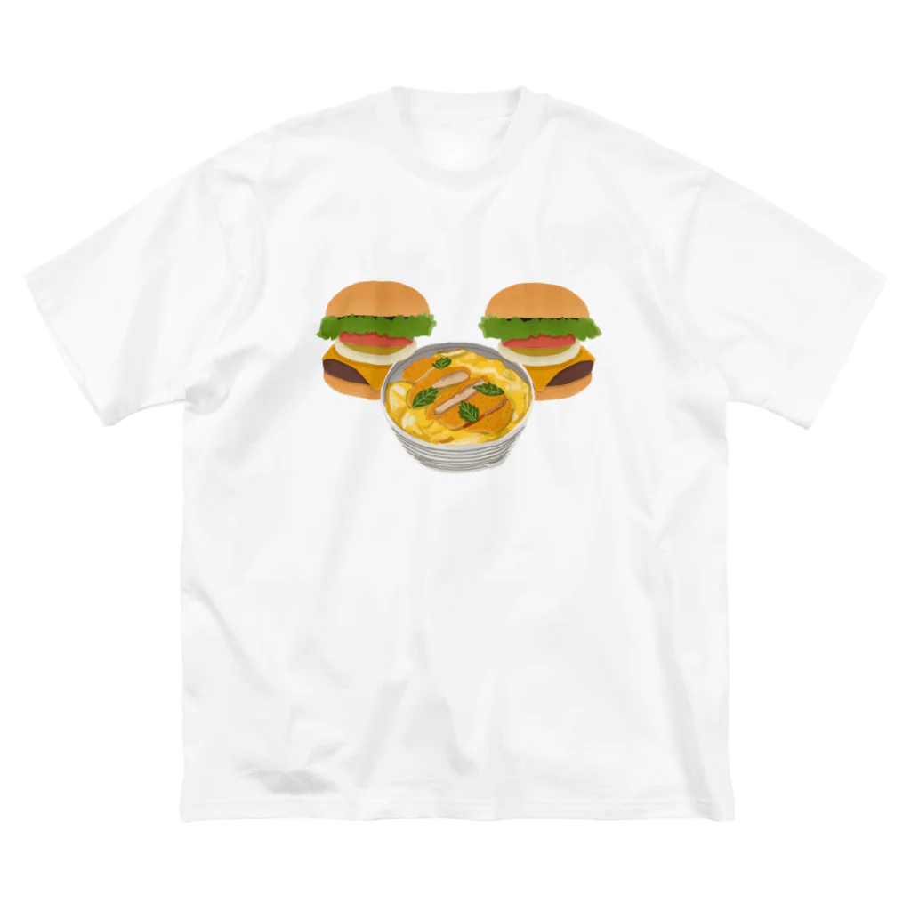 徳原旅行先のお土産屋さんのかつ丼とハンバーガー２個 Big T-Shirt