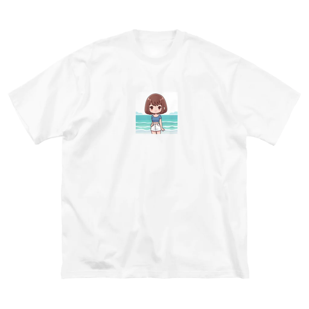 ワンダーワールド・ワンストップの海辺のかわいい女の子③ Big T-Shirt