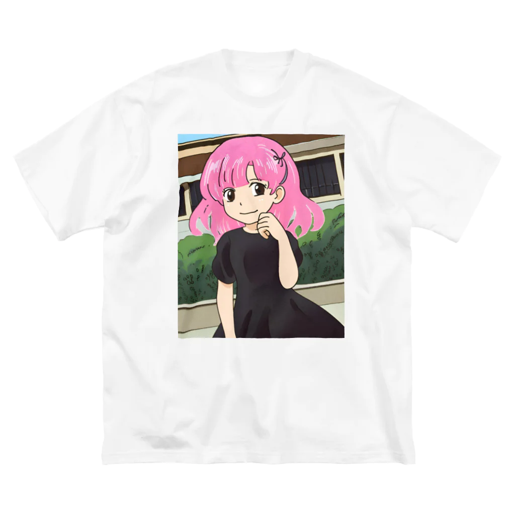 ワンダーワールド・ワンストップのピンク髪の少女③ ビッグシルエットTシャツ