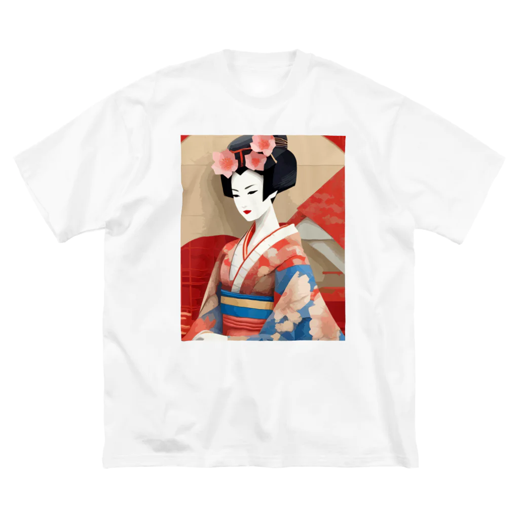 wawomotsuのJapanese Courtesan Bloom Tee ”Geisha” Big T-Shirt