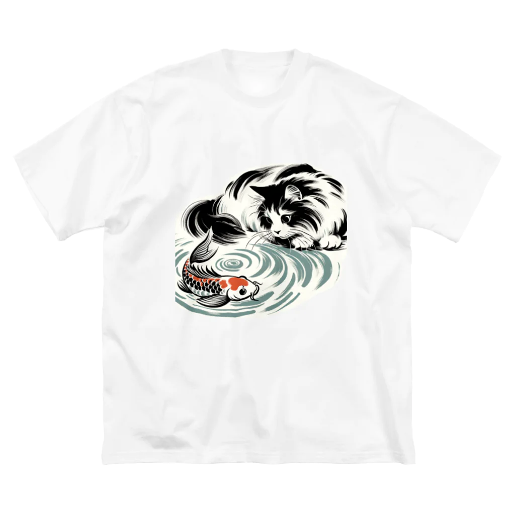 MakotOの猫と鯉（水墨画風） Big T-Shirt