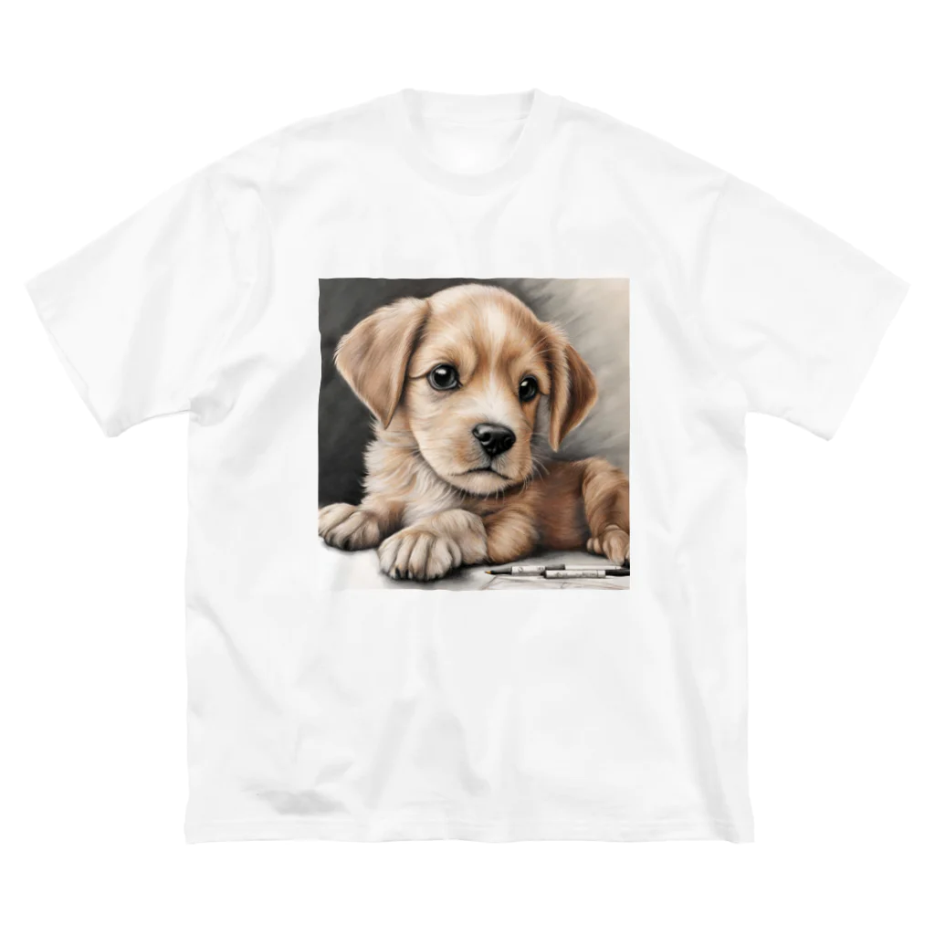 つぶらな瞳の子犬グッズ屋さんの癒しの子犬 ビッグシルエットTシャツ