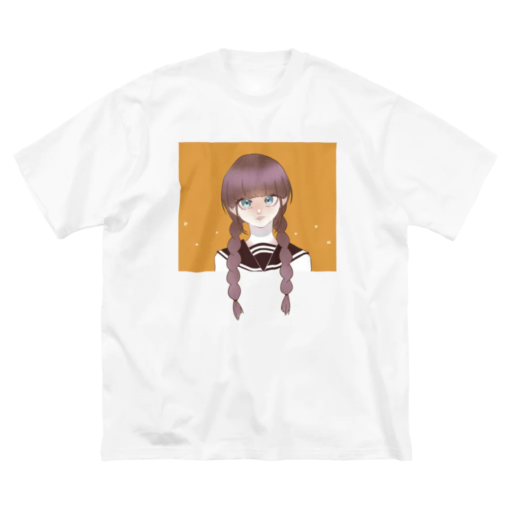 青年Cの三つ編みのあの子 ビッグシルエットTシャツ