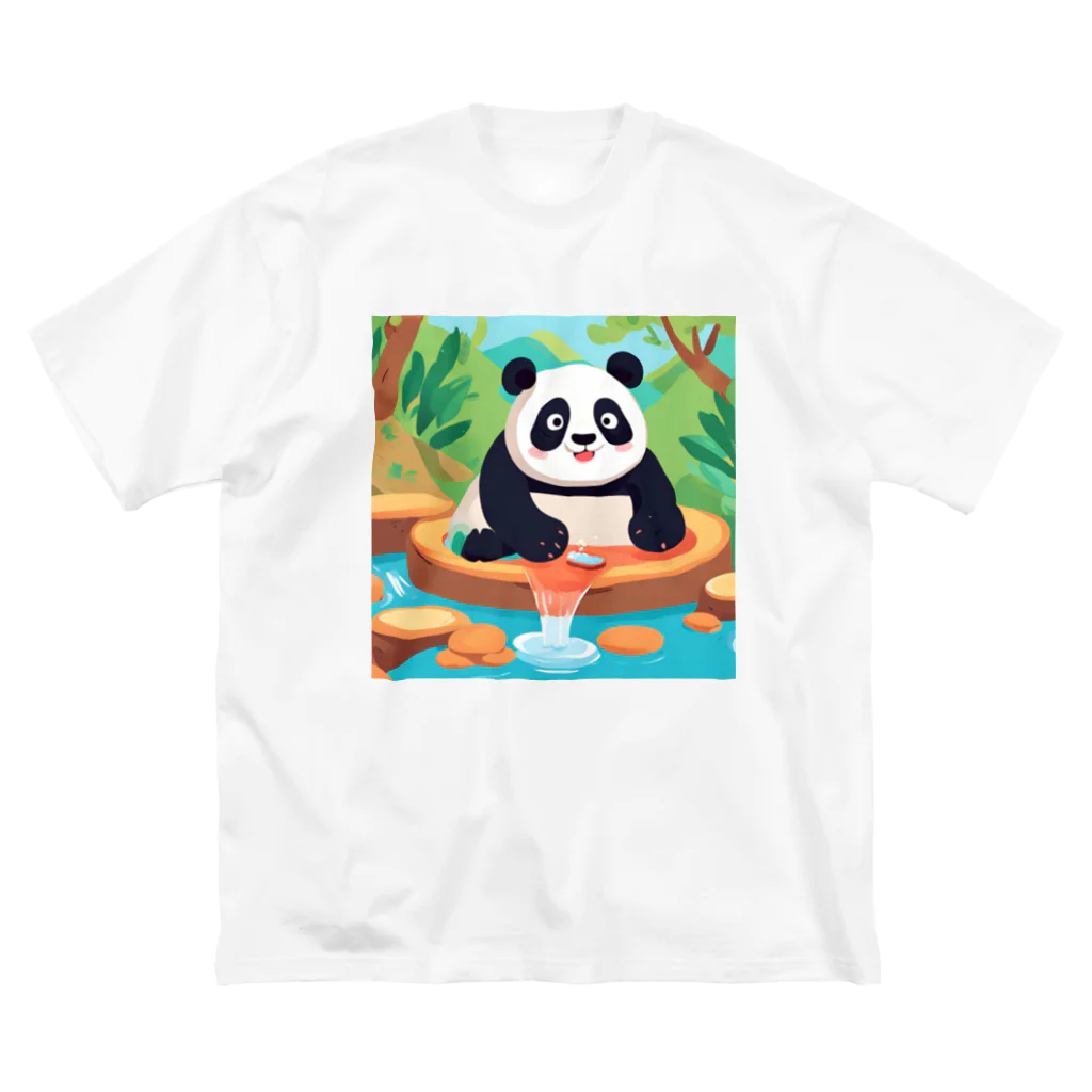 萌えキャラ大好きの温泉を楽しむパンダイラストのグッズ Big T-Shirt