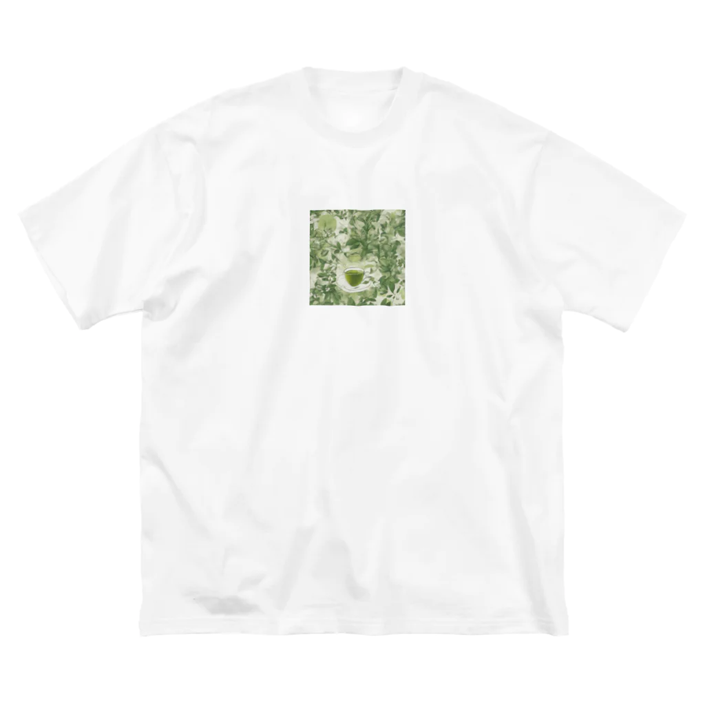 千裕アトリエ（いつもありがとう）のグリーンティーのアート　green tea art ビッグシルエットTシャツ