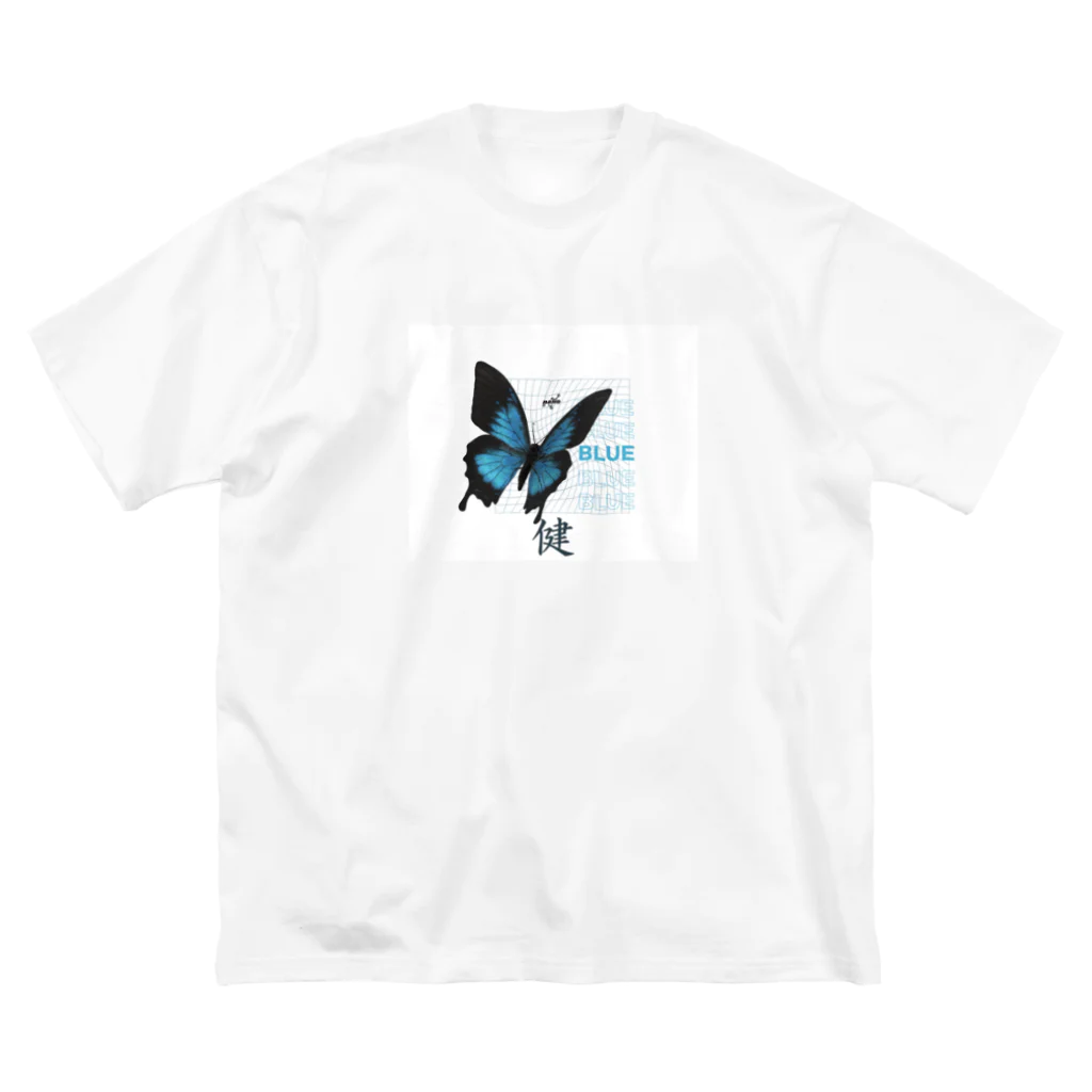 retrovidebynanoのmariposa blue ビッグシルエットTシャツ