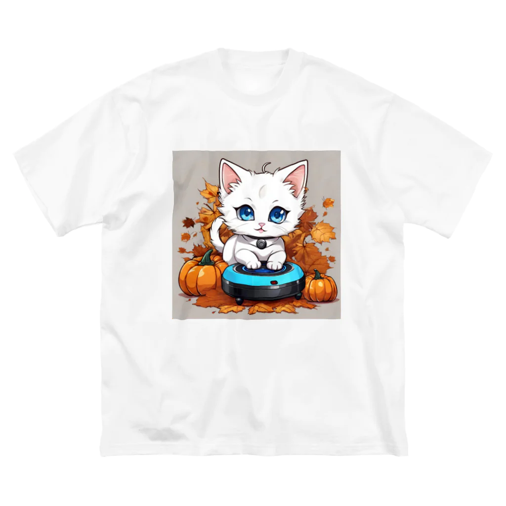 yoiyononakaのハロウィンと白猫10 ビッグシルエットTシャツ