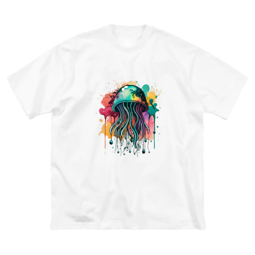 Moodifyのサイバーパンククラゲ　ミズクラゲ　水彩画スプラッシュ Big T-Shirt