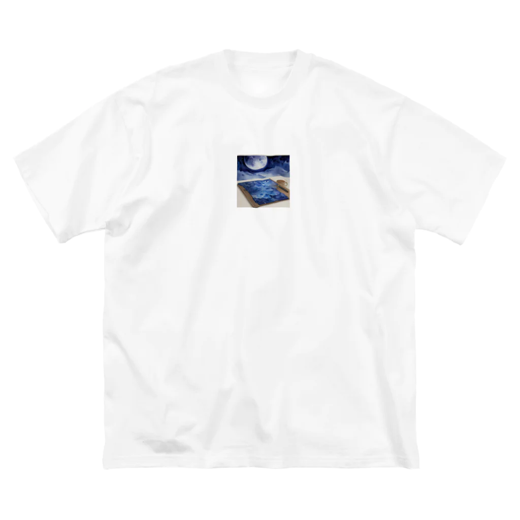 ZZRR12の月を描く画家の手 ビッグシルエットTシャツ